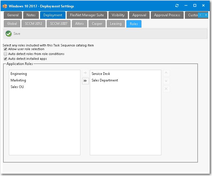 Catalog Item Properties Dialog Box / Deployment &gt; Roles Tab