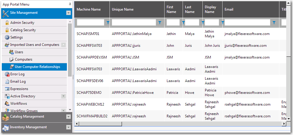 Imported Users and Computers / User Computer Relationships View