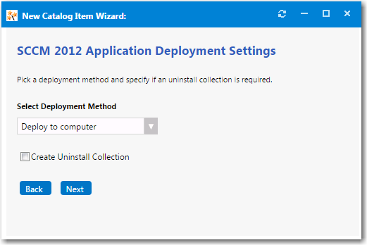 SCCM 2012 Deployment Settings panel